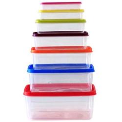 Yudesun Reusable Food Storage Boxes - 7PCS Rectangle Storage Jars Rainbow Plastic Tubs Microwave Freezer Box Ideal for Lunches and Meal Prep