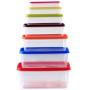 Yudesun Reusable Food Storage Boxes - 7PCS Rectangle Storage Jars Rainbow Plastic Tubs Microwave Freezer Box Ideal for Lunches and Meal Prep
