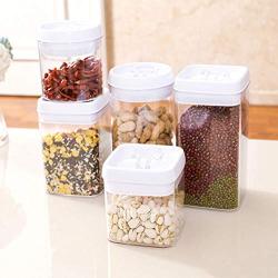 Hemoton 2pcs Plastic Containers With Lids,Plastic Storage Jars Round Containers Organizer for Nuts Tea Spice Dry Food(0.9L)