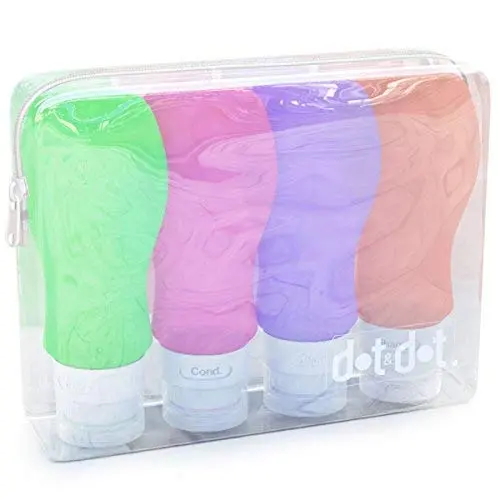 Travel Bottles Silicone Containers Set, Purple/Pink/Green/Orange, 3 oz, Set of 4 Travel Bottles Silicone Containers Set, Purple/Pink/Green/Orange, 3 oz, Set of 4