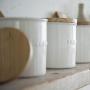 Japanese Design Ceramic Jar Preservation Canister with Wooden Sealed Lid, Sugar