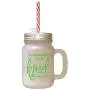 Grün, du wirst immer größer stehen, wenn du kniest. Gefrorenes Glas Mason Jar mit Stroh.