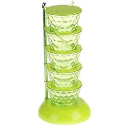 minjiSF Vertical Clear Seasoning Box/Condiment Jars Storage Container/Crystal Rotatable Saving Space with Spoon, 4 layers