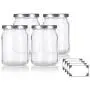 Large 13 oz / 380 ml Clear Thick Glass Wide Mouth Jar with Silver Metal Lid - (4 pack) + Labels Great for candle making, canning, storage, preserving, wedding and shower favors and more Large 13 oz / 380 ml Clear Thick Glass Wide Mouth Jar with Silver Metal Lid - (4 pack) + Labels Great for candle making, canning, storage, preserving, wedding and shower favors and more