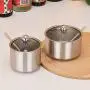 Seasoning Jar, Maserfaliw Seasoning Jar Bowl Kitchen Condiments Pot Spice Container with Lid and Spoon - Silver Medium, Recyclable, Suitable For Holiday Gifts In The Outing and Indoors. Seasoning Jar, Maserfaliw Seasoning Jar Bowl Kitchen Condiments Pot Spice Container with Lid and Spoon - Silver Medium, Recyclable, Suitable For Holiday Gifts In The Outing and Indoors.