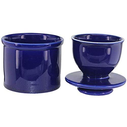 BRT Ceramic French Butter Crock Butter Keeper Butter Storage Jar Butter Dish (Blue)