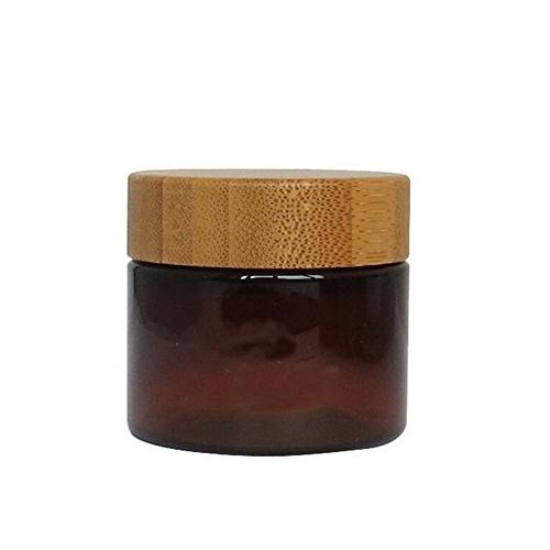 1PCS 50G Empty Refillable Brown Amber PET Plastic Lotion Cream Bottle Pot Jar Cosmetic Container with Liner and Natural Wooden Lid