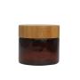 1PCS 50G Empty Refillable Brown Amber PET Plastic Lotion Cream Bottle Pot Jar Cosmetic Container with Liner and Natural Wooden Lid