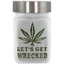 Stash Jar with Pot Leaf and Lets Get Wrecked Design - Smell Resistant Herb Storage and Accessories, Airtight - 3" Tall x 2" Wide