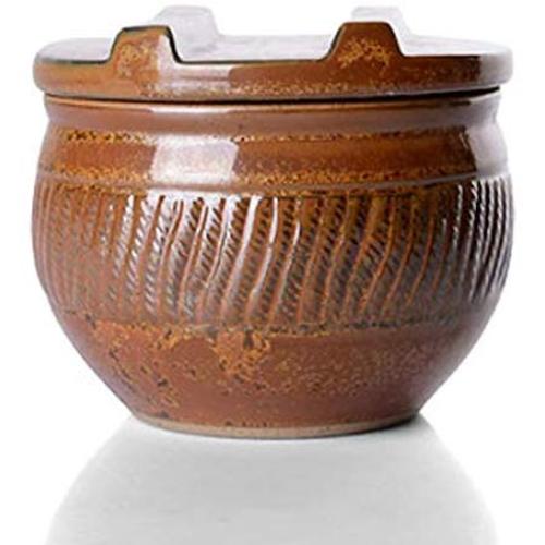 Keramik-Behälter für Kimchi, Teetasse-Set, Feuchtigkeitsdichter Dekobereich, Keramikbehälter zur Lebensmittelaufbewahrung, dekorative Accessoires (Farbe: Braun, Größe: 12.5 x 12.5 x 10.5 cm)