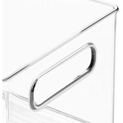 mDesign Plastic Kitchen Storage Organizer Container Bin with Handles - Holds Pint Size Mason Jars - for Pantry, Cabinets, Shelves, Refrigerator, Freezer - BPA Free - 14.5" Long - Clear