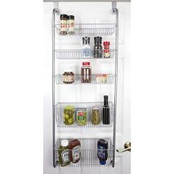 Home Basics Over the Door Pantry Spice and Jar Rack Organizer 5-Tier Storage for Multipurpose Use For Kitchen Cabinets, Bedrooms and Playrooms