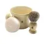 GBS Herren Nassrasier-Set Ivory – 3-teiliges Set – Bürste aus Reinfaarbenhaar, Keramikbecher und 97 % Naturshampo für die beste Rasur. Passt zu jeder Rasierklinge. Ein tolles Geschenk für Männer.