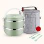 Thermos Lebensmittelbehälter Thermos Edelstahl Trinkflasche, Tragbarer Lunch Bag, Lunchbox für Kinder, Isolierung 1-3 Stunden (Farbe: Grün, Größe: 2 Schichten)