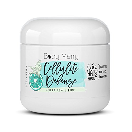 Body Merry Green Tea & Lime Cellulite Cream - Anti Cellulite Body Treatment for Firming & Toning w/Natural Caffeine + Organic Cocoa Butter + Retinol To Smooth + Tighten Your Legs, Arms + Thighs