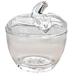 FUYU Apple Crystal Glass Sugar Bowl Spice Jar Candy Jar Storage Jar with Lid