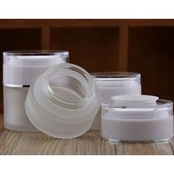 TOPWEL 20g/30g/50g 3PCS Frosted Glass with Acrylic White Lid Empty Refillable Cosmetic Cream Jar Pot Bottle Container (50g)