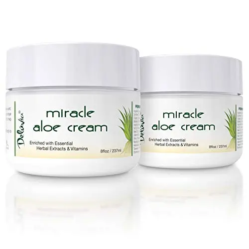 Wunder Aloe Vera Feuchtigkeitscreme Gesicht & Körper Feuchtigkeitspflege Tag & Nacht, Beruhigende Hautpflege für Trockene, Alternde, Empfindliche Haut, Ekzeme, Psoriasis für Männer & Frauen, 2er Pack By Deluvia