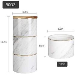 Sunddo White Ceramic Canister Set for Kitchen for Coffee Tea Sugar 3 Piece Food Storage Jars Canister with Bamboo Airtight Lid - Modern Marble Design Porcelain Food Containers Gift for Women Wife