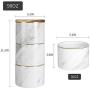 Sunddo White Ceramic Canister Set for Kitchen for Coffee Tea Sugar 3 Piece Food Storage Jars Canister with Bamboo Airtight Lid - Modern Marble Design Porcelain Food Containers Gift for Women Wife