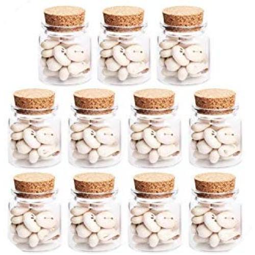 10Pcs Kit 4750Mm 50Ml Glass Bottles Jar Wishing Bottle Empty Sample Storage With Cork Stoppers Transparent,10Pcs