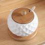 500g sugar bowl ceramic cruet seasoning jar salt bottle home kitchen seasoning tool glass wooden lid storage tank,1pcs-B