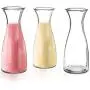 3-Piece Glass Carafe Set ? 1 Liter Pitchers for Party ? 10 Inch Tall Jugs? Water or Milk Bottles