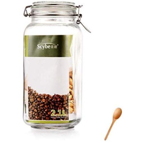 XSWZAQ Glass bottle sealed canister storage jar honey lemon enzyme milk powder canned sugar bottle new product (Size : 1500ml)