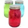 Set 3 Vintage Assorted Color Glass Food Storage Jam Canning Mason Jars with Lids