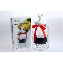 All For You Glass Large Jar Glass Storage Canister, Clear Jar With Lid, Gift box (Deer 1.2 Gallon)