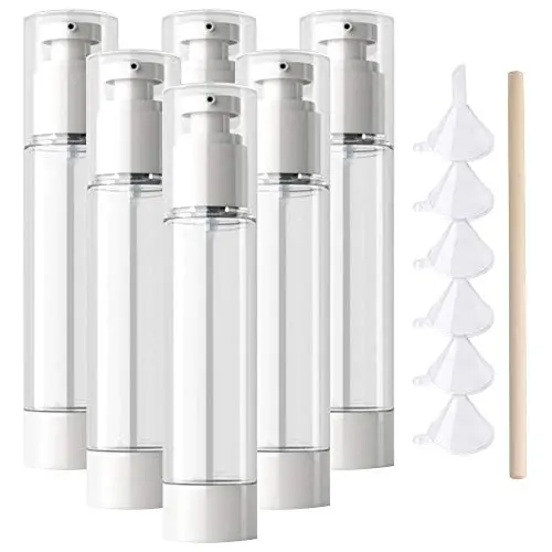 Bouteille Vide Transparente 50ml / 1.7oz 6pcs PS Plastique Pompe à Vide à Presser pour Cosmétiques Maquillage Sérums Crèmes Lotions Voyage Toiletteries Tonique Échantillons
