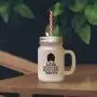Royal Blue Little Monsters Brush Their Teeth Frosted Glass Mason Jar With Straw