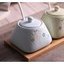 Retro Cherry Blossom Ceramic Sugar Bowl Set Sugar Dispenser with Lid Spoon Salt Pot Pepper Storage Jar Seasoning Pot Container Box Condiment Spice Racks Holder for Home Kitchen,Pink