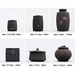 Japanese Style Coarse Pottery Tea Cans Tea Set Tea Caddy Jar Pot Sugar Bowl Tea Sealed Creative Home Decor,F