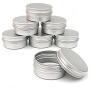 CTKcom 1-Ounce Metal Tins Screw Top Flat Aluminum Silver Slide Round Tin Containers For Lip Balm,Crafts,Cosmetic,Candles,Travel Storage Kit (Pack of 10)