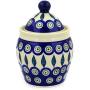 Polish Pottery 5?-inch Jar with Lid (Peacock Leaves Theme) + Certificate of Authenticity