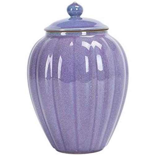 Ceramic Pottery Cereal Containers Canister Cookie Jar with Lids Large, Airtight Food Storage Containers Bins for Kitchen Pantry Organization Flour Rice Candy Bulk, 1.5L, 20x14cm (Color : Purple)