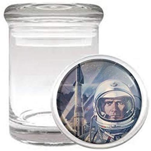 Vintage SciFi Space Man Retro Medical Odorless Glass Jar