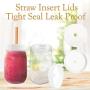 Upper Midland Products 16 oz Clear Plastic Jars 6 Pk Straw Insert Screw on Lids Wide Mouth BPA Free Storage Containers