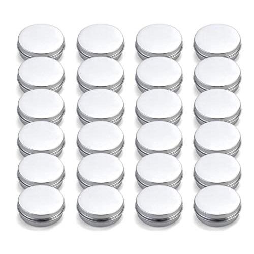 Pack Of 24 Round Aluminum Tin Box Bottles Silver Metal Container With Screw Thread Lid For Store Spices Lip Balm Candies Gift Giving Tea(50ML /1.7oz)