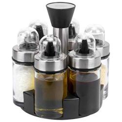 TNKML Rotary Spice Jar Storage Box Lead-Free Glass Seasoning Box Cruet With 360 ° Rotating Bracket Kitchen Supplies Spice Container