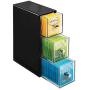 mDesign Plastic Kitchen Pantry, Cabinet, Countertop Organizer Storage Station with 3 Drawers for Coffee, Tea, Sugar Packets, Sweeteners, Creamers, Drink Pods, Packets - 2 Pack - Black/Clear