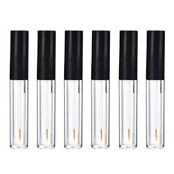 6Pcs 4ml Eyeliner Vials Tube Empty Refillable Plastic Clear Mascara Tube Eyelashes Tube Eyeliner Bottle With Plug and Black Lid Portable Travel Eyelash Growth Oil Tube Container