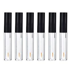 6Pcs 4ml Eyeliner Vials Tube Empty Refillable Plastic Clear Mascara Tube Eyelashes Tube Eyeliner Bottle With Plug and Black Lid Portable Travel Eyelash Growth Oil Tube Container