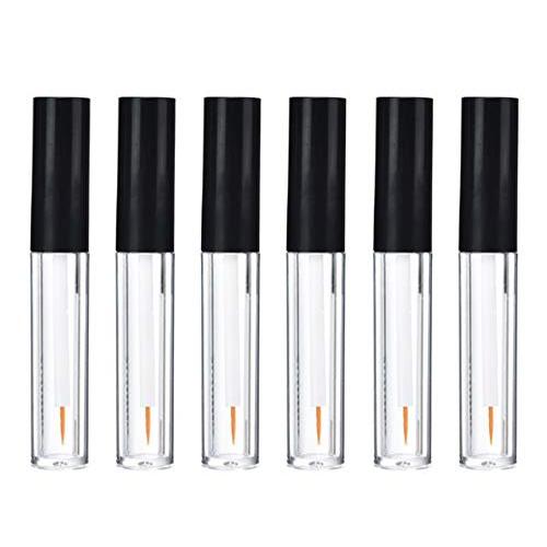 6Pcs 4ml Eyeliner Vials Tube Empty Refillable Plastic Clear Mascara Tube Eyelashes Tube Eyeliner Bottle With Plug and Black Lid Portable Travel Eyelash Growth Oil Tube Container