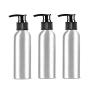 3Pcs 150ml/5oz Aluminum Lotion Pump Bottle with Black PP Pump Head Empty Refillable Cosmetic Sample Dispenser Container Jar for Makeup Cream Emulsion Bath Shower Gel Shampoo Toiletries