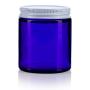 Cobalt Blue Thick Glass Straight Sided Jar with White Metal Airtight Lid - 4 oz / 120 ml (12 pack) + Spatulas