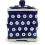 Polish Pottery Jar with Lid 4-inch Blue Eyed Peacock