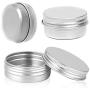 Small Round Tins with Lid,Aluminum Refillable Containers Packing Box Cosmetic Storage Jars Cream Empty Box Candle Tins Spice Tins(50g)