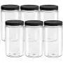Lot de 6 Pots en Plastique Transparents de 284 ml à 946 ml avec Couvercles – Contenants Durables, Ronds, Sans BPA – Multi-Usage